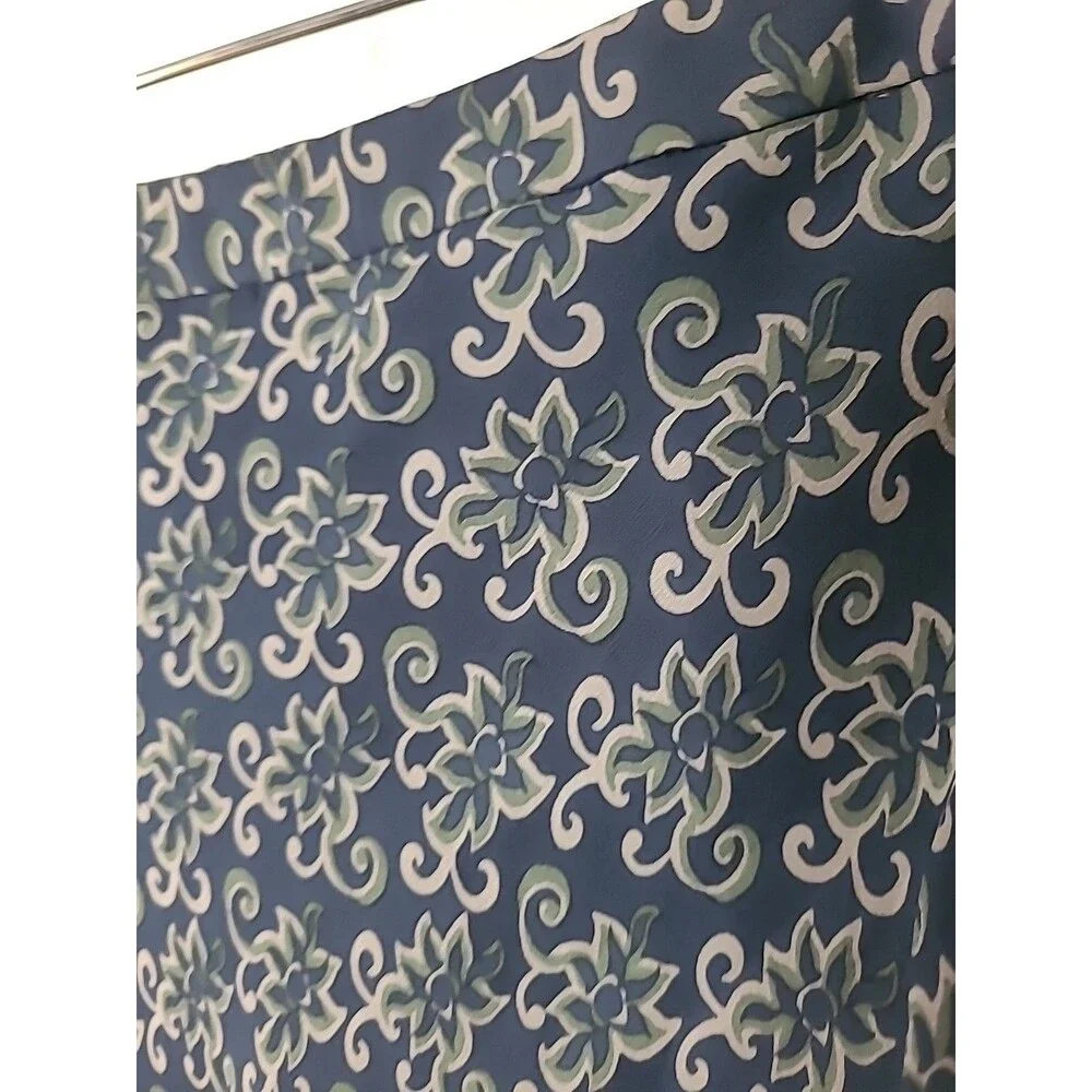 Sundance Silk Boho Wrap Skirt Womens Size 10 Blue Tan Floral Tie Waist Lagenlook